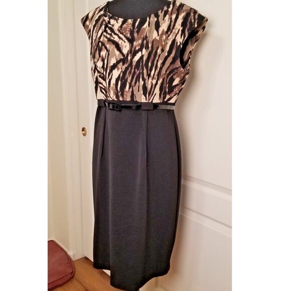 NWOTs CONNECTED APPAREL Tiger Stripe SLEEVELESS STRETCHY SHEATH DRESS Size 14 - Picture 2 of 7